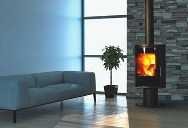Poêle à bois Fonte Flamme Nara Noir Mat, corps en acier