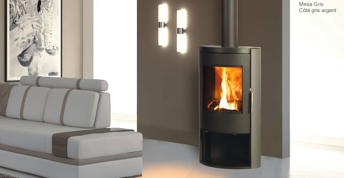 Poêle à bois Fonte Flamme MeSa Gris Acier, corps en acier
