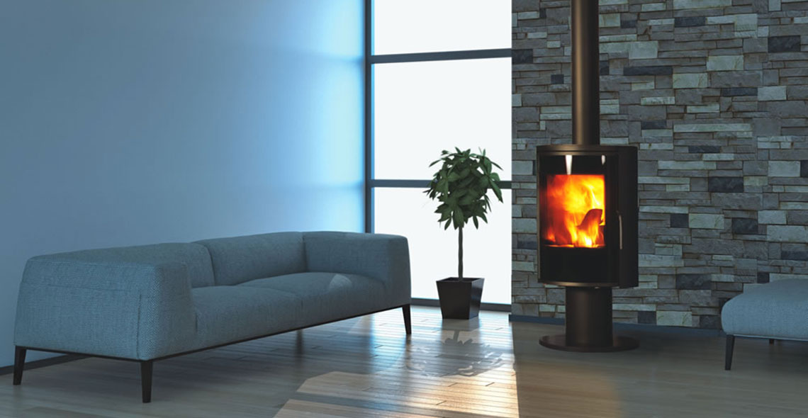 Poêle à bois Fonte Flamme Nara Noir Mat, corps en acier